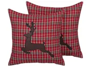 Set of 2 Decorative Cushions COMET 45 x 45 cm Dark Red Christmas Motif_769070