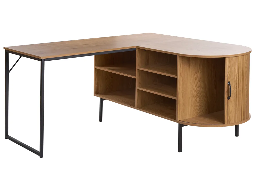 Corner Desk SOLARI 140 cm 140 cm Light Brown_1045903
