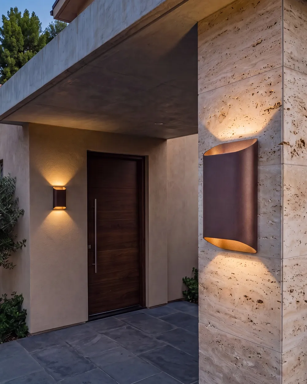 Set of 2 Outdoor LED Wall Lights MASHIE Brown