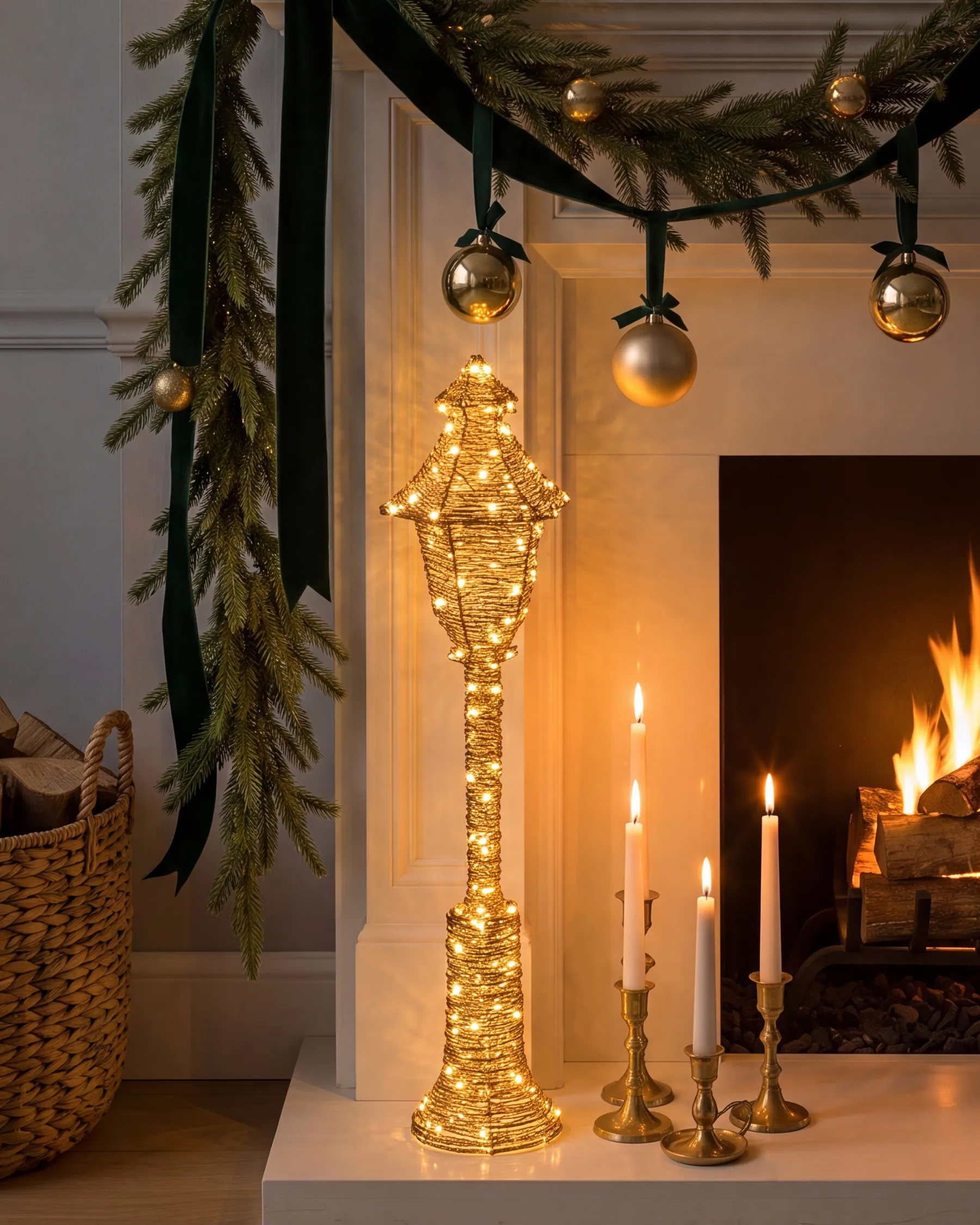 Christmas Decoration LED ALFTANES 62 cm Post Lamp Gold_1015280
