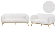 Living Room Set 5 Seater LJUNG Boucle White_1076633