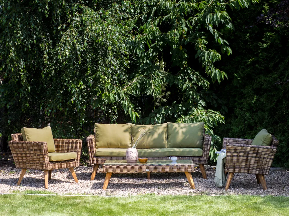 Garden Lounge Set with Table 5 Seater VITTORIA XL PE Rattan Olive Green