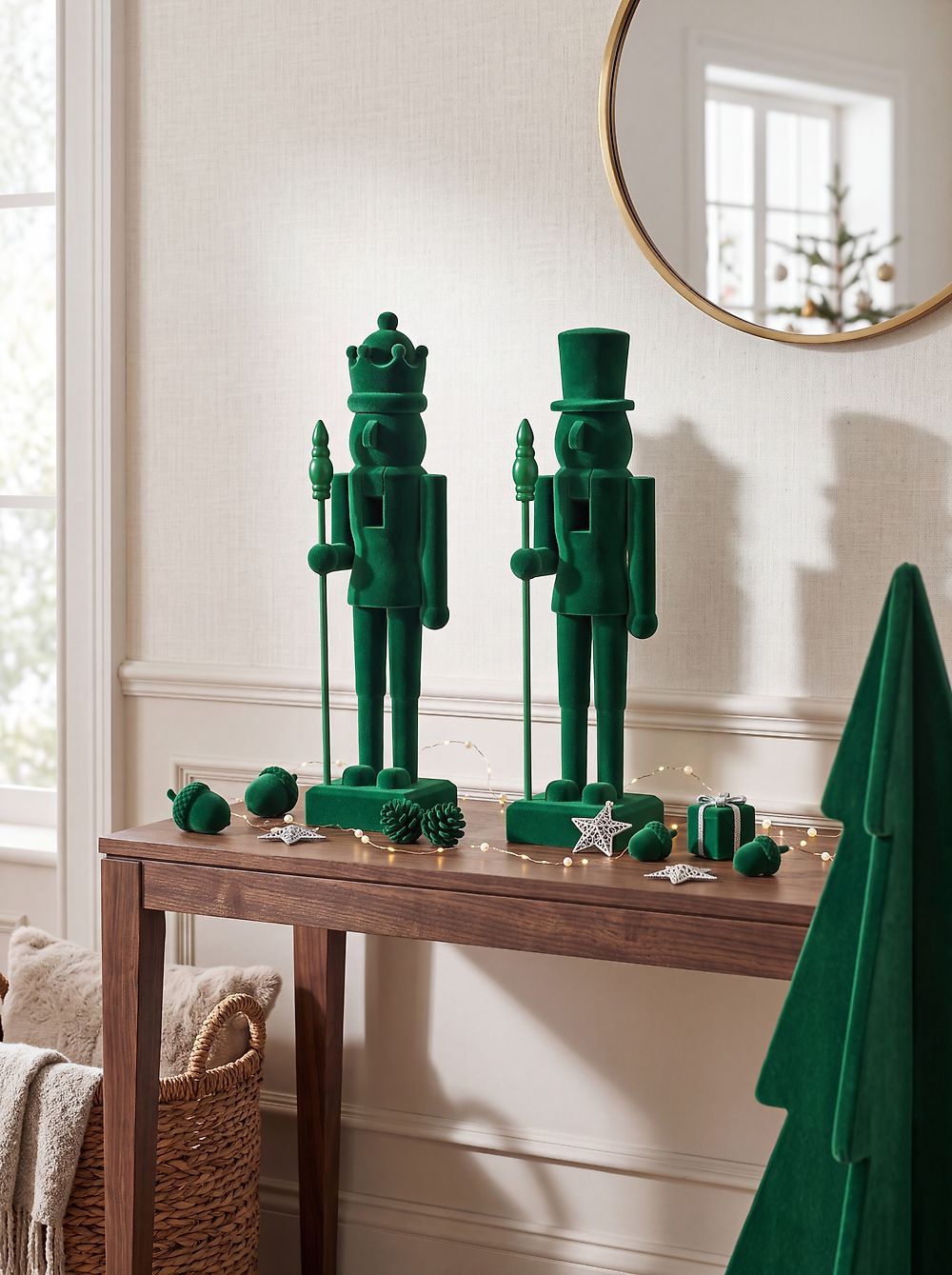 Set of 2 Figurines FLATEY 40 cm Nutcracker Green