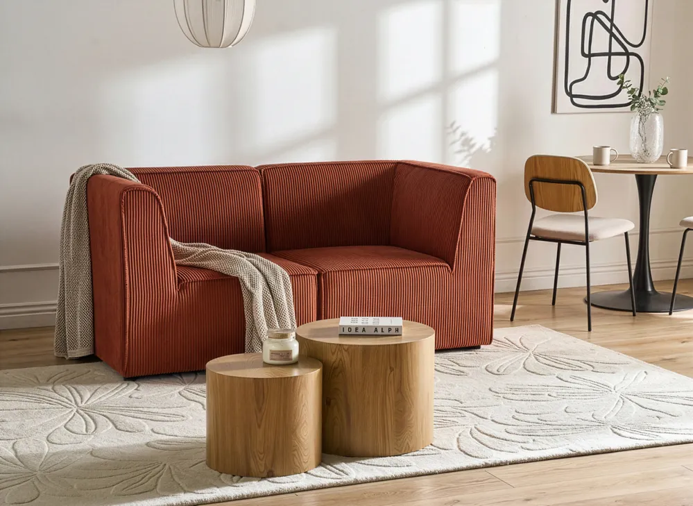 Sofa 2 Seater LEMVIG Corduroy Golden Brown