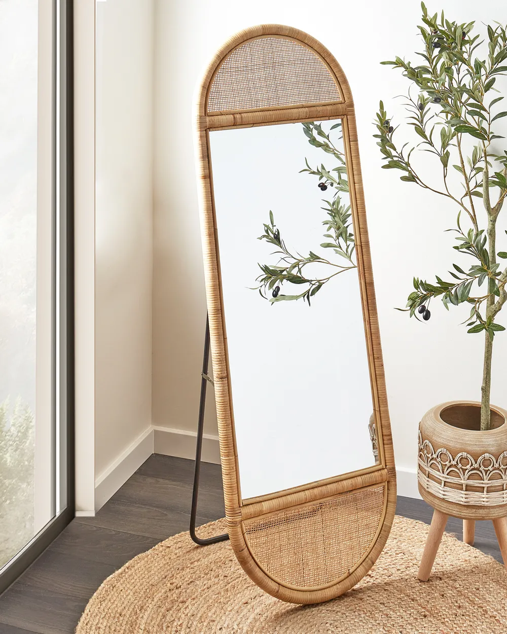 Standing Mirror BARGES 150 cm Rattan Natural