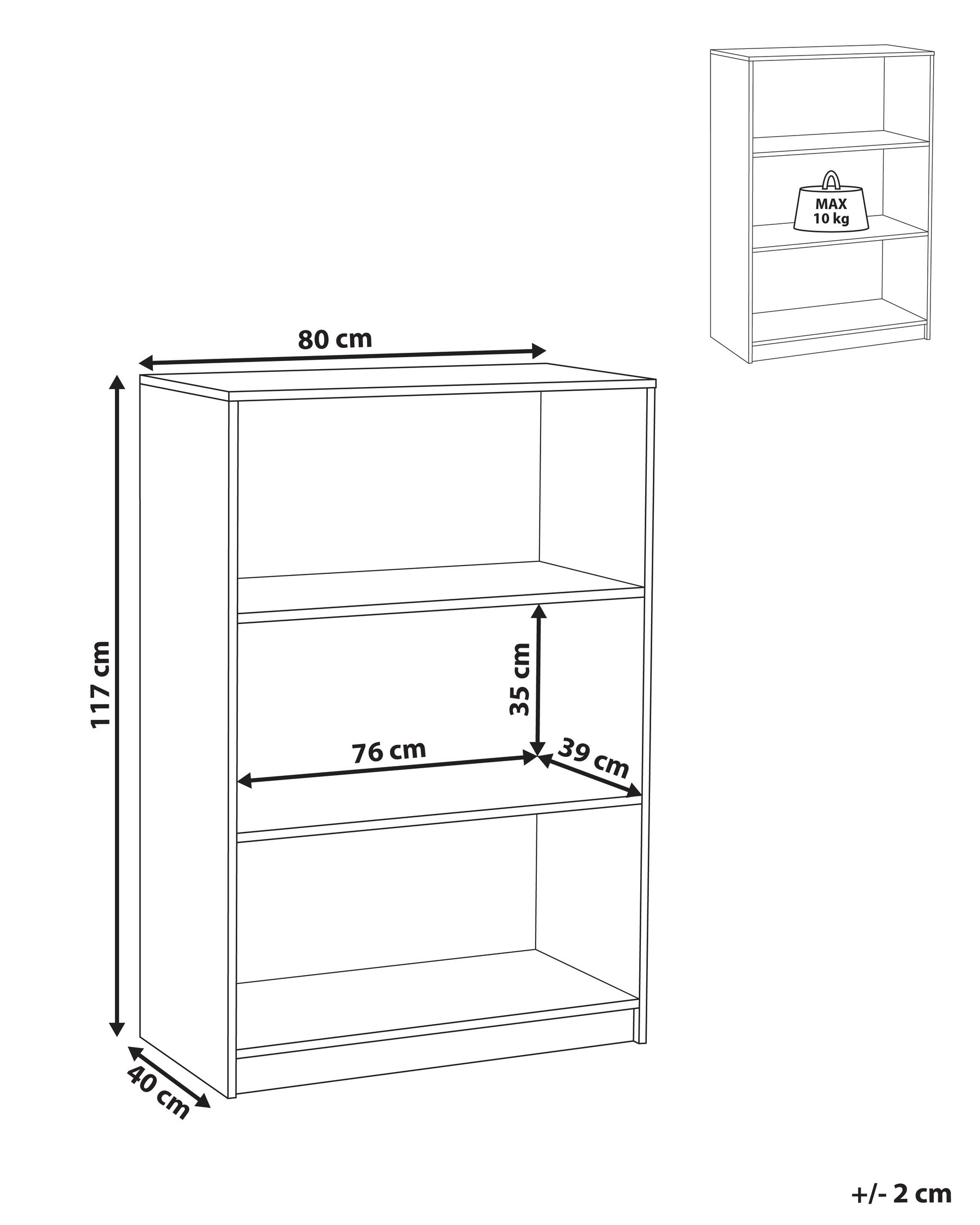 3 Tier Bookcase ZEHNA 117 cm Light Brown_1026497