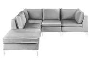 Modular Corner Sofa 4 Seater EVJA with Ottoman Velvet Grey Right Hand_789086