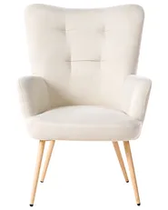 Öronlappsfåtölj VEJLE med fotpall Ljusbeige_912999