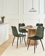 Set med 4 matstolar ARGYLE Sammet Mörkgrön_1174262