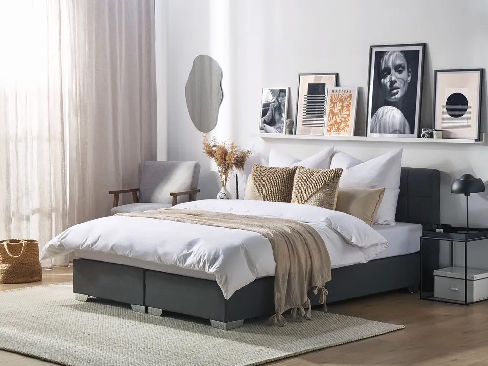 Divan Bed Fabric ADMIRAL 180 x 200 cm (EU Super King) Dark Grey