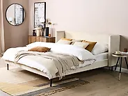 Bed Velvet ARETTE 180 x 200 cm (EU Super King) Light Beige_1184787