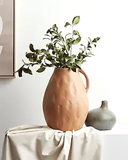 Dekorationsvas KULIM 40 cm Keramik Mörkbeige_1187108