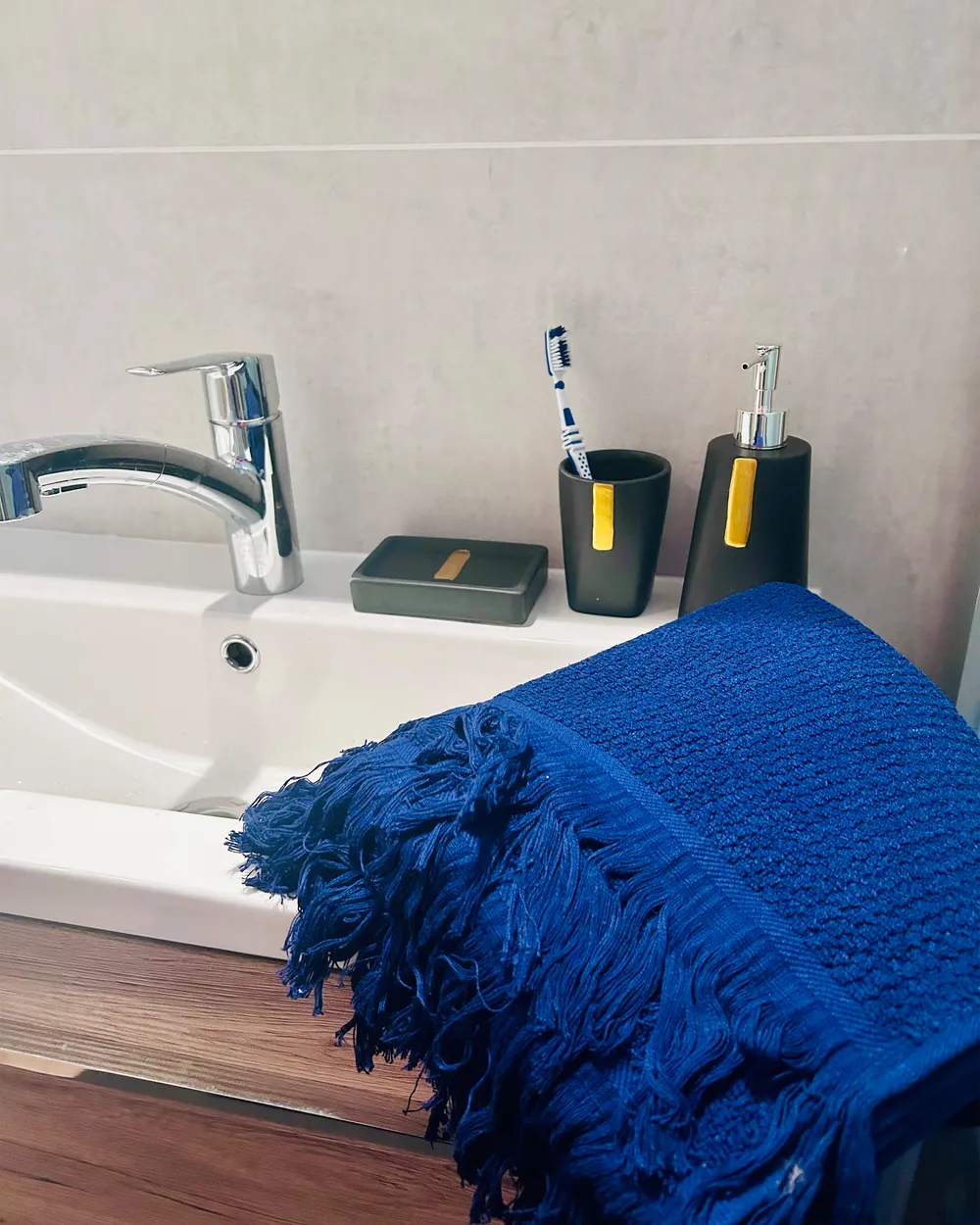 Set of 2 Towels ATIU Terry Cotton Navy Blue_978342