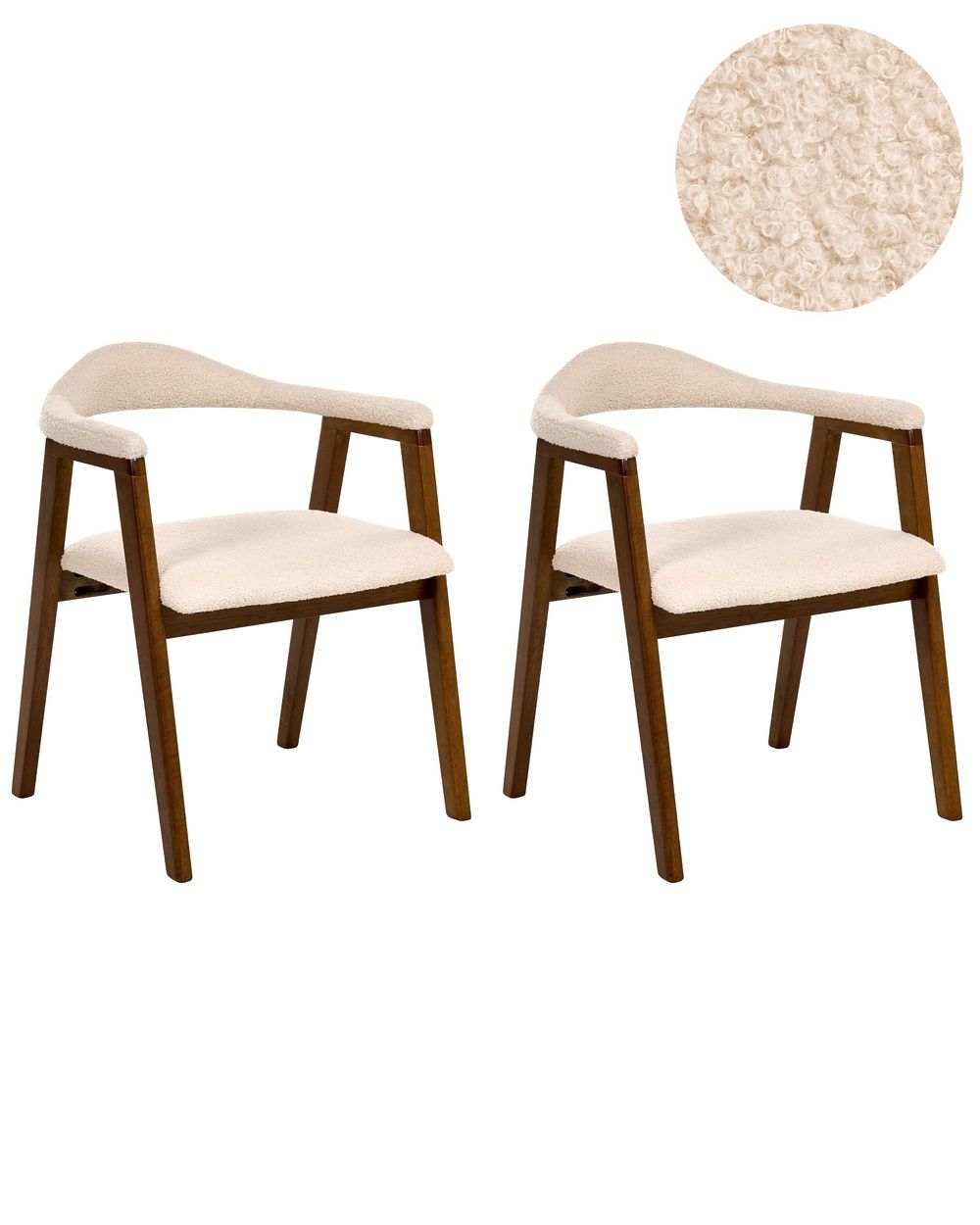 Set of 2 Dining Chairs ONECO Wood Brown/ Light Beige