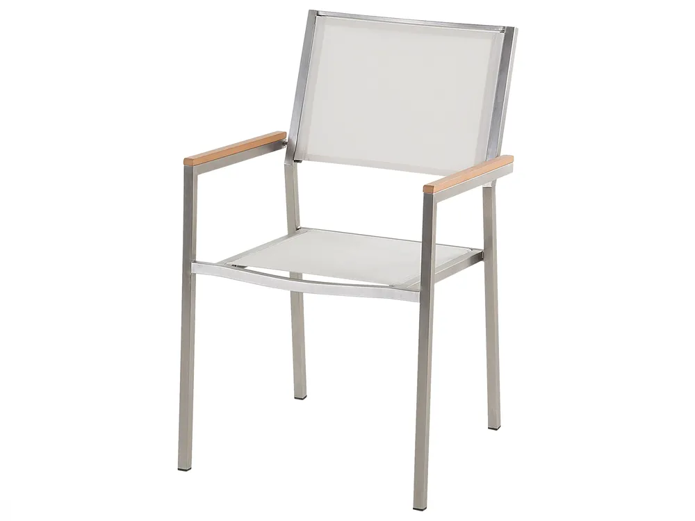Garden Dining Set 4 Seater MALETTO/GROSSETO Metal Marble Effect Grey/ White_938276