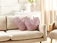 Set of 2 Decorative Cushions RUBIA 45 x 45 cm Cotton Red Striped_1178866