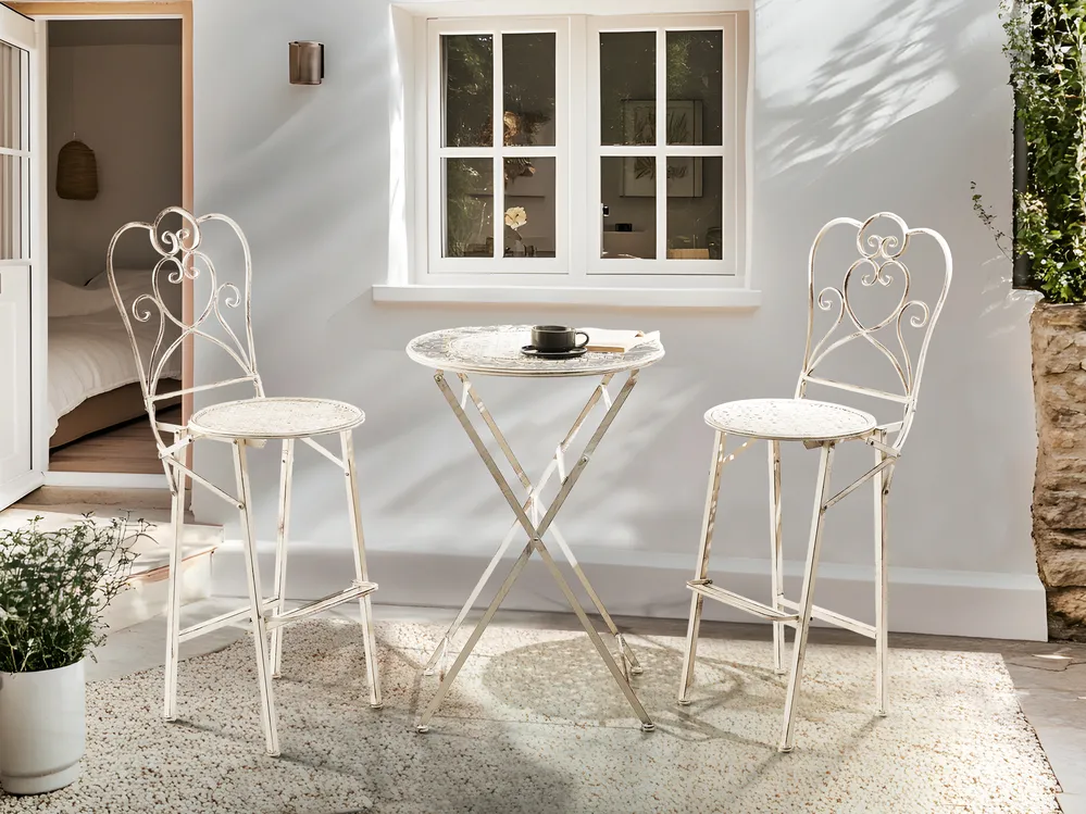 Garden Bar Table TRIESTE 60 cm 60 cm Metal Light Beige