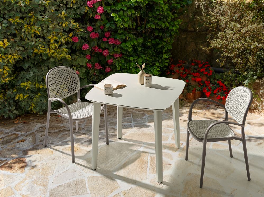 Spisebord til hagen SORICO 86 cm 86 cm Lys beige
