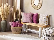 Throw Cushion ROMNEYA 45 x 45 cm Velvet Pink Floral Pattern_1183558