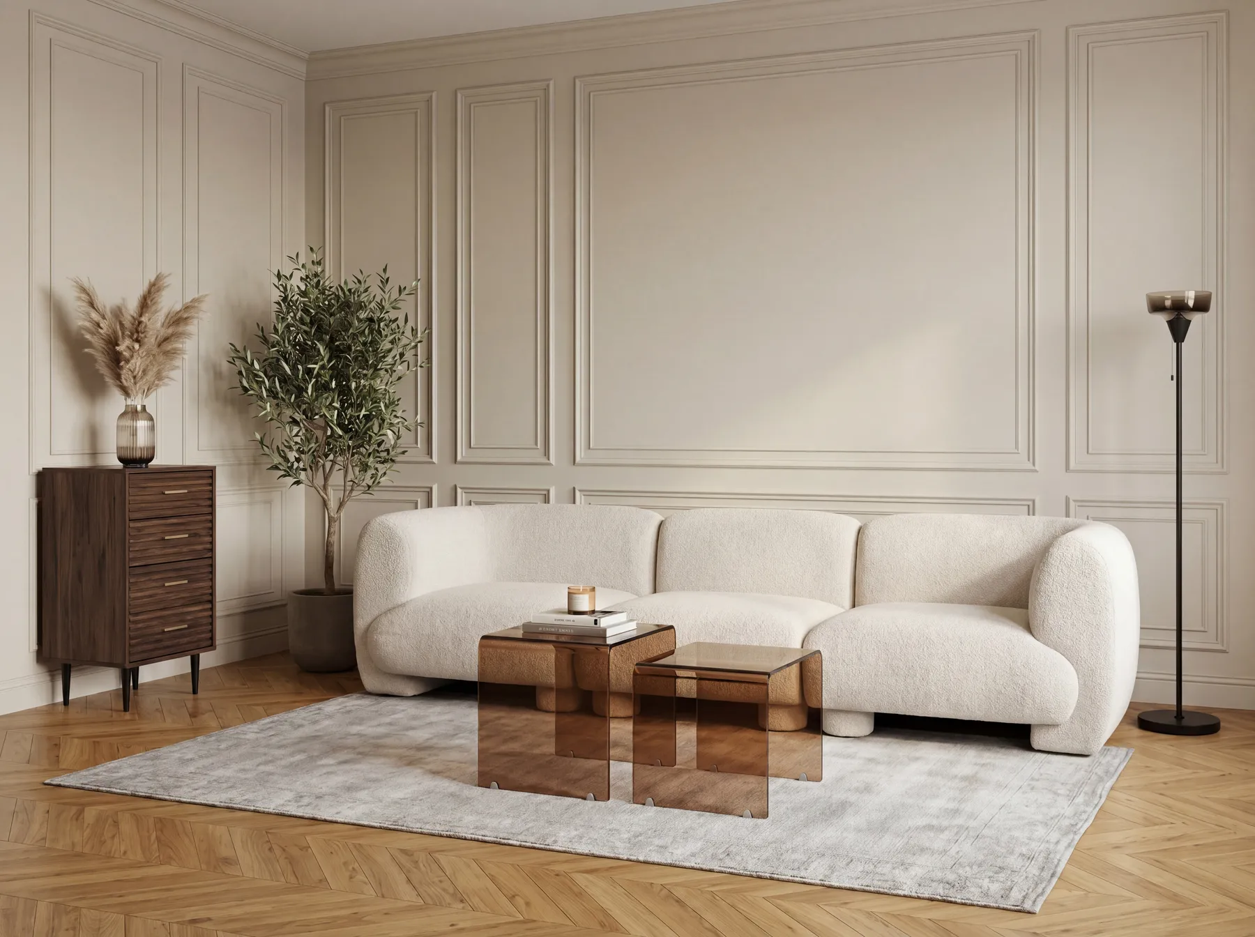 Modular Sofa 3 Seater MJALBI Boucle Off-White_1075138
