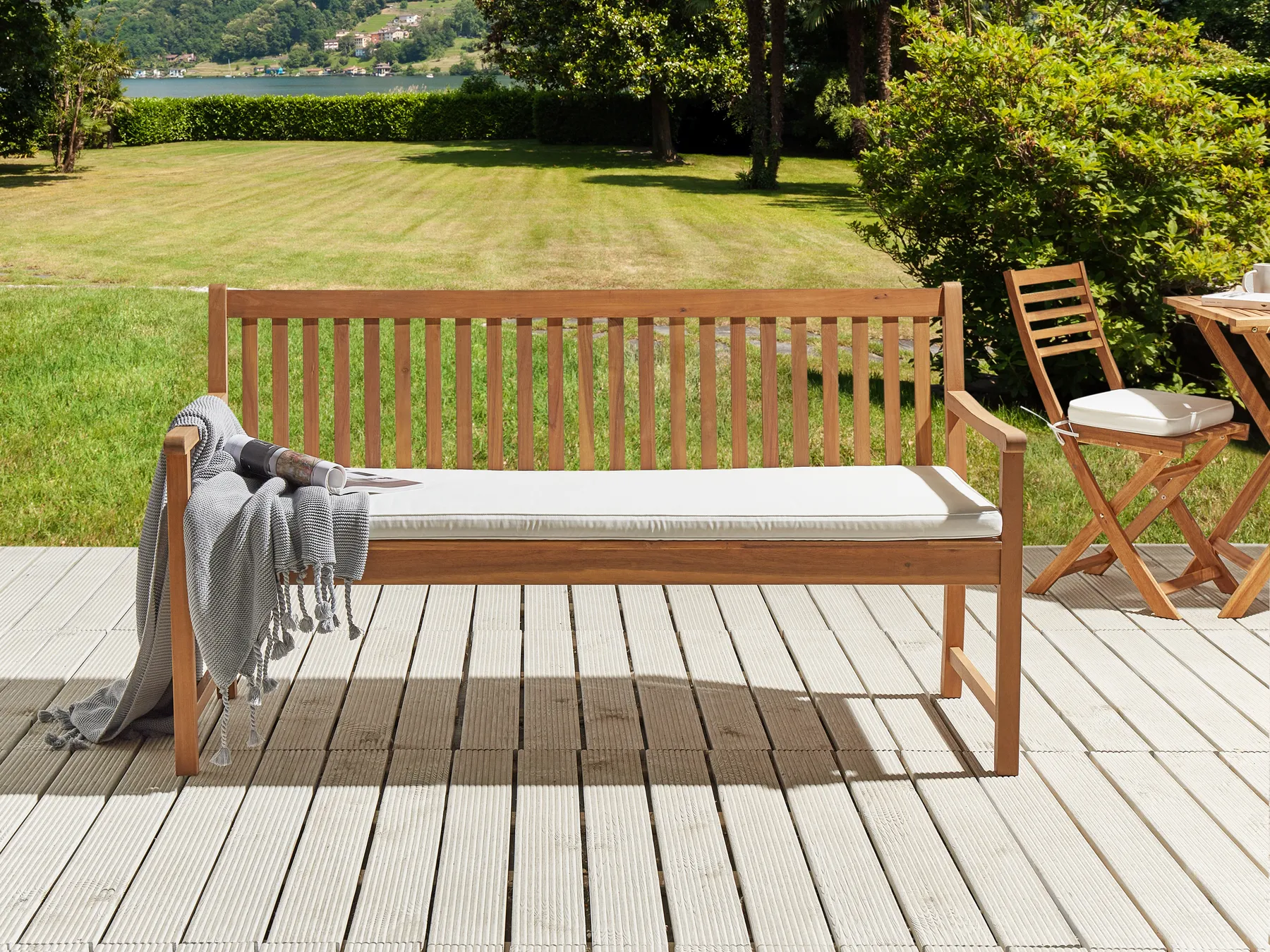 Bench Seat Pad Cushion VIVARA 152 x 54 cm Off-White_897722