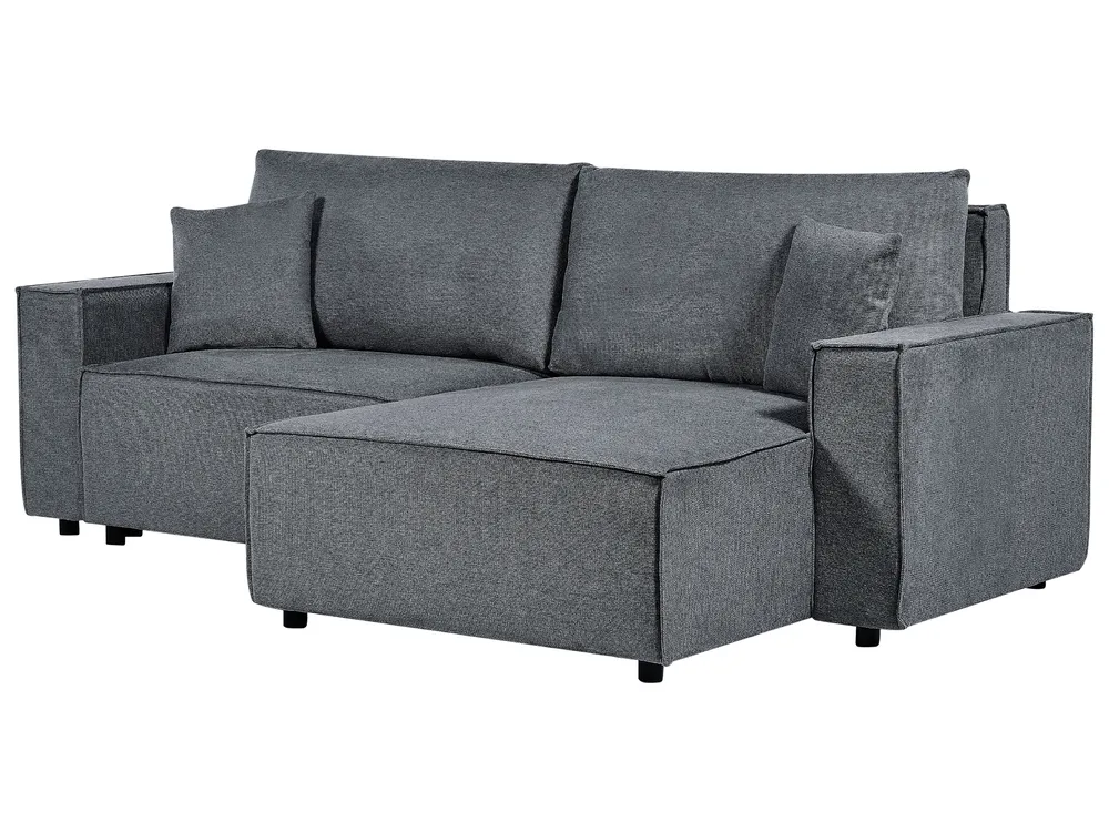 Hörnbäddsoffa 3-sits KARILA med förvaring Mörkgrå Vänstervänd_886048