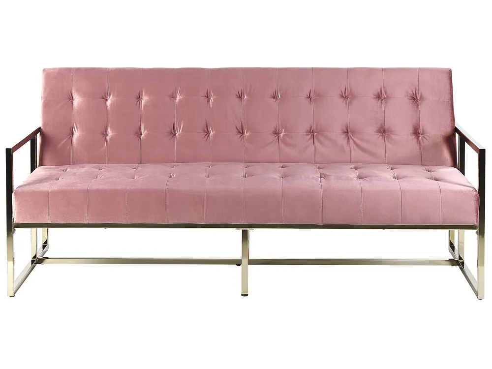 Sofa Bed 3 Seater MARSTAL Velvet Pink