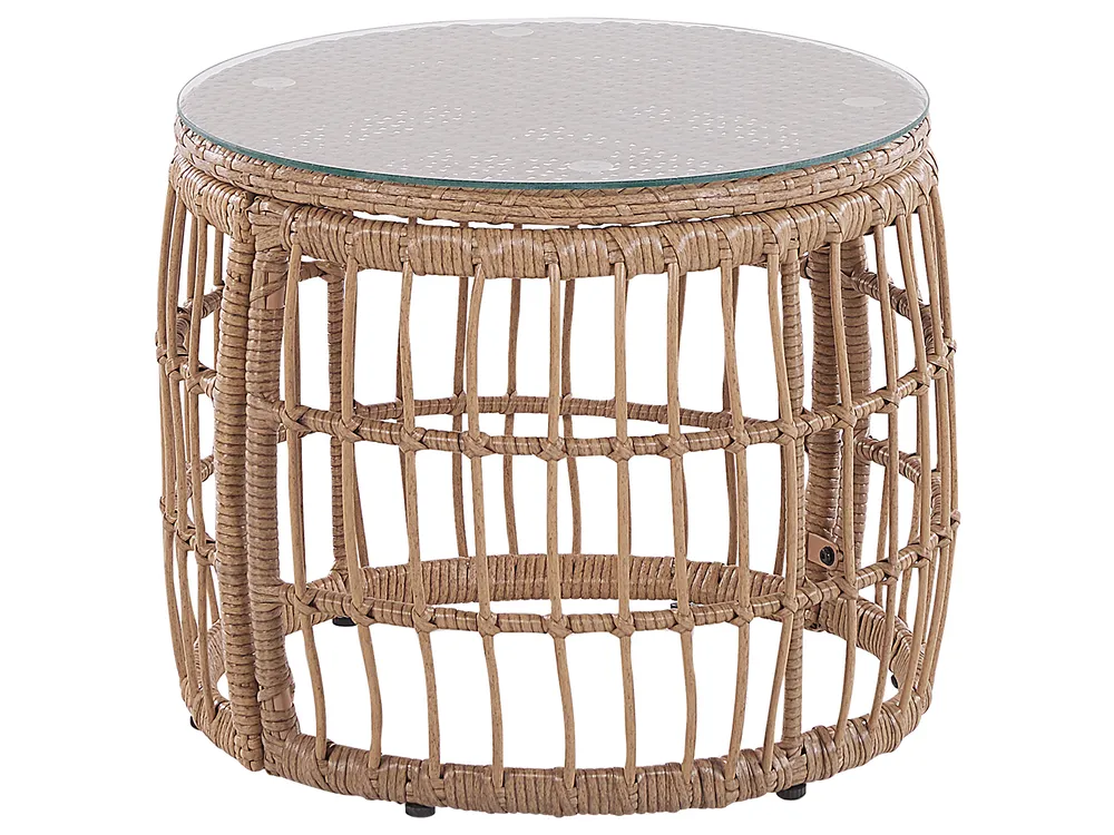 Garden Lounge Set with Table 4 Seater RAVELLO PE Rattan Natural_777352
