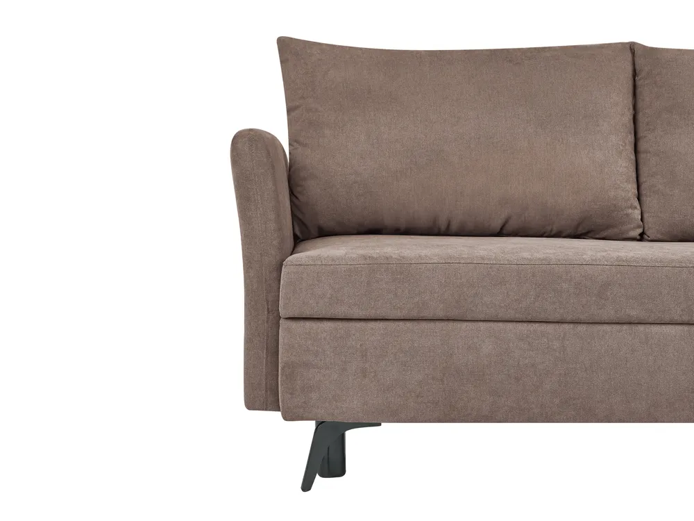 Corner Sofa Bed 3 Seater KOGE with Storage Fabric Brown Left Hand_1087986