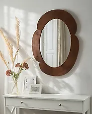 Väggspegel ALVENA 60 cm 80 cm Mörkbrun_1174584