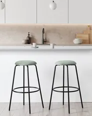 Set of 2 Bar Stools MORTON Velvet Mint Green_916012