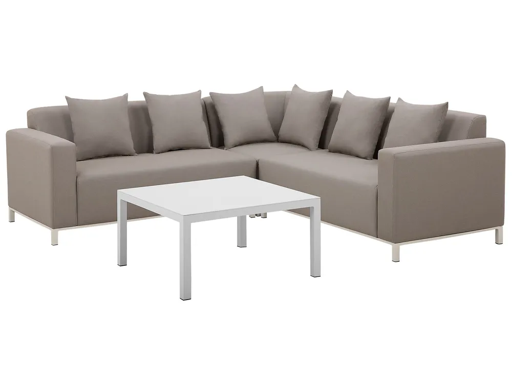 Trädgårdshörnsoffa med bord 5-sits BELIZE Modulär Beige Vänstervänd_833558