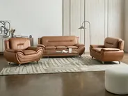 Soffa 2-sits LEIRA Konstläder Guldbrun_1058355