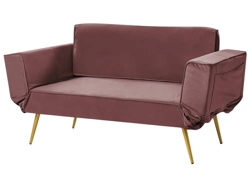 Sofa Bed 2 Seater SAARELA Velvet Pink_932735