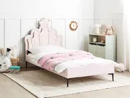 Kids Bed Crown Velvet RUBIAN 90 x 200 cm (EU Single) with LED Lights Pink_962155