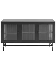 Vitrinskänk i glas DEVON 115 cm Metall Svart_830325