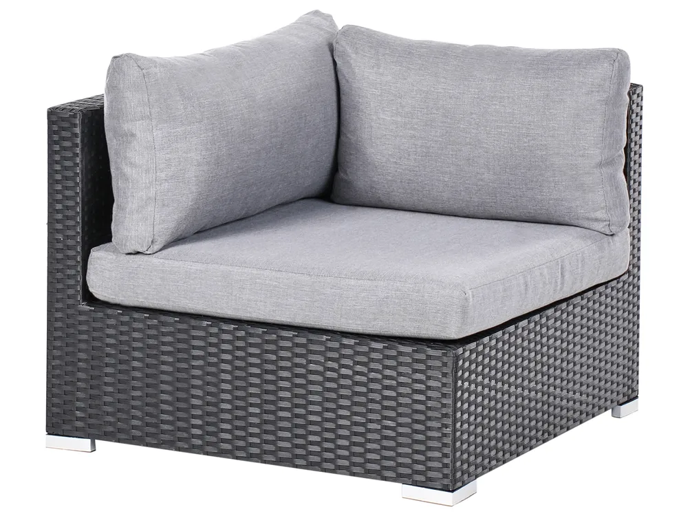 Garden Corner Sofa with Table 4 Seater SANO PE Rattan Black Right Hand_976022