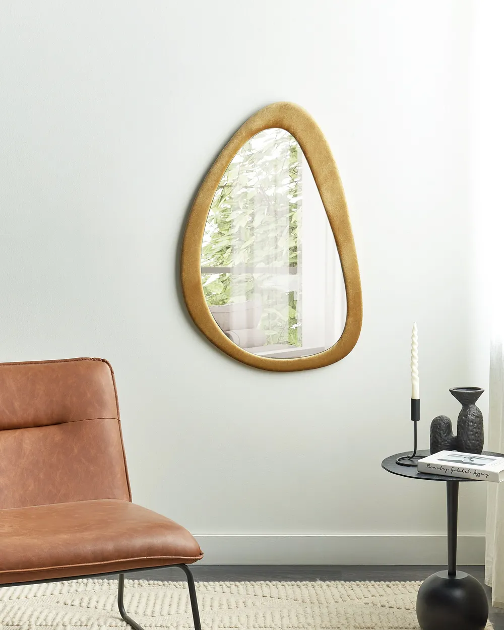 Wall Mirror VENAS 61 cm 91 cm Velvet Mustard