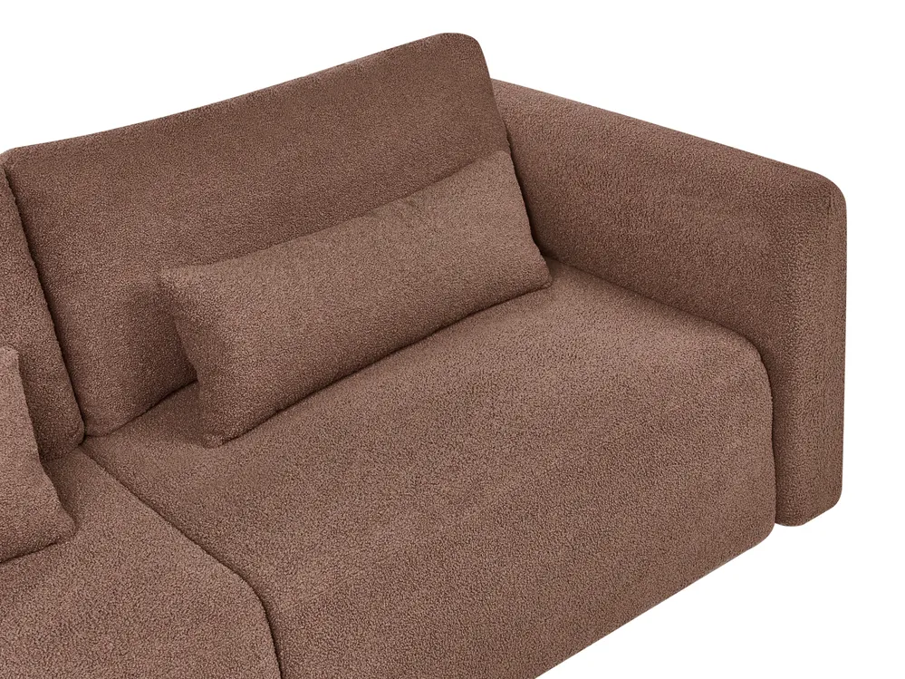 Bäddsoffa 3-sits VAXHOLM med förvaring Bouclé Brun_1026760