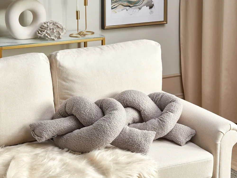 Set of 2 Decorative Cushions GLADIOLUS 172 x 14 cm Boucle Grey Solid_1079048