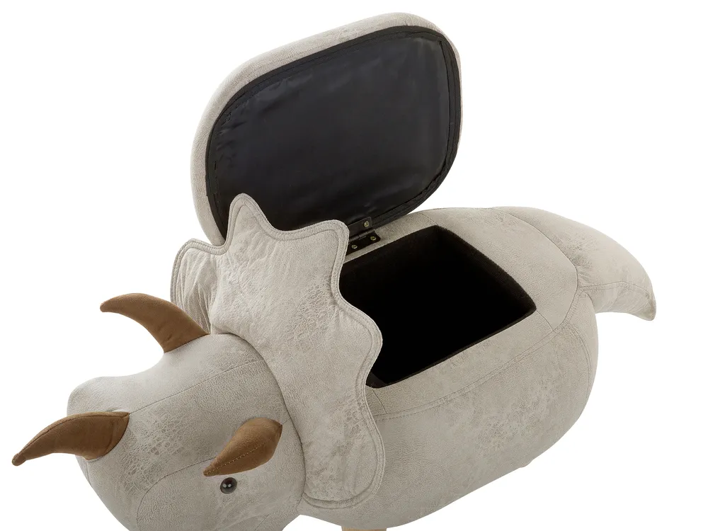 Storage Animal Stool TRICERATOPS Dinosaur Fabric Light Grey_861567
