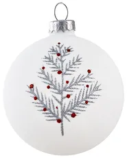 Set med 50 julgranskulor SNOWFLAKE Glas Röd/ vit_1028051