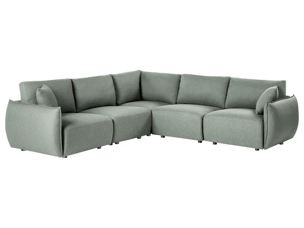 Modular Corner Sofa 5 Seater MESNALI Fabric Green Right Hand_1046668