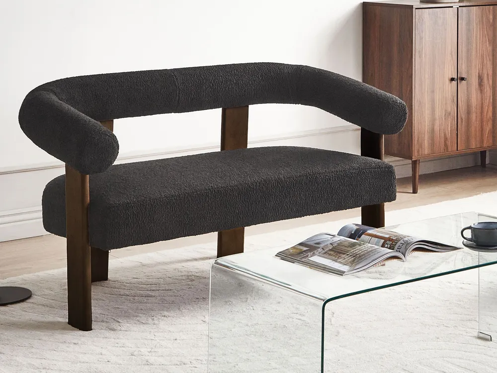 Sofa 2 Seater ILBRO Boucle Black/ Dark Brown
