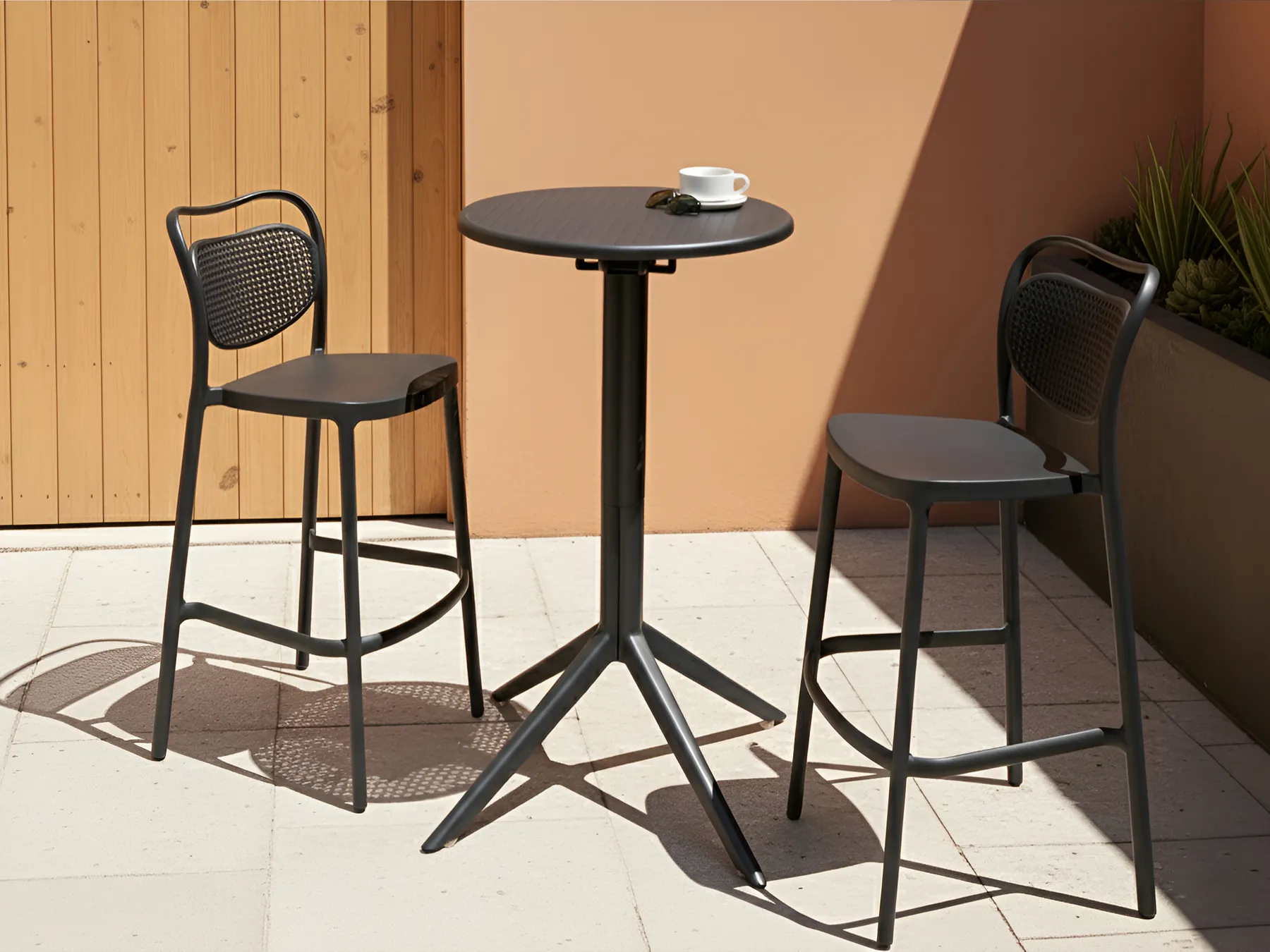 Trädgårdsbarbord LEGRENA 60 cm 60 cm Svart_1035068