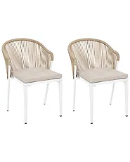 Sett med 2 hagestoler med puter PARANEA Metall Beige_1179571
