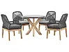 Garden Dining Set 4 Seater OLBIA with Cushions Concrete Black