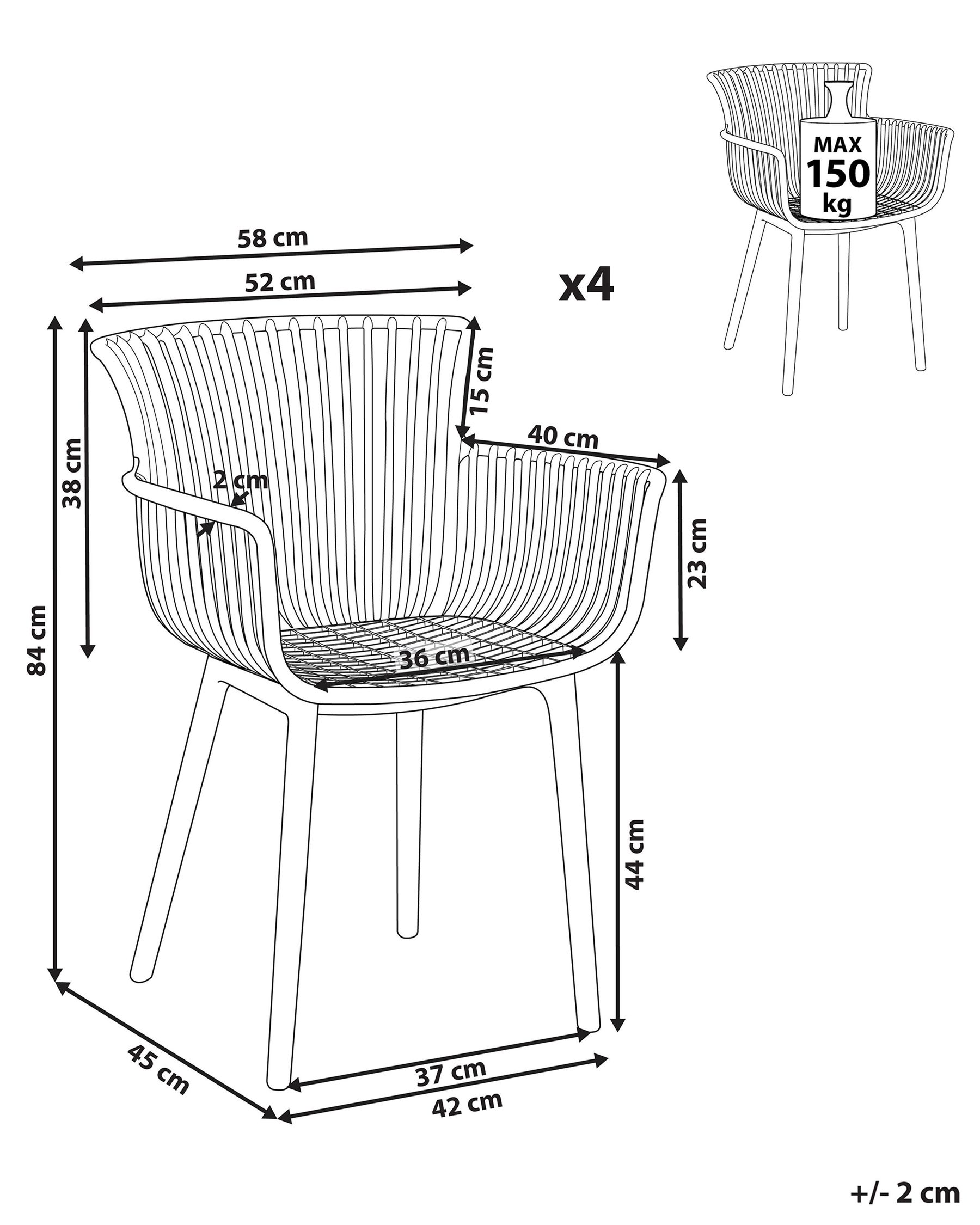Set of 4 Garden Chairs PESARO Light Grey_862744