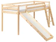 Mid Sleeper Bed Pine Wood STAPLE 90 x 200 cm (EU Single) with Slide Light Brown_987735