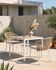 Sett med 2 hagestoler med puter PARANEA Metall Beige_1179572